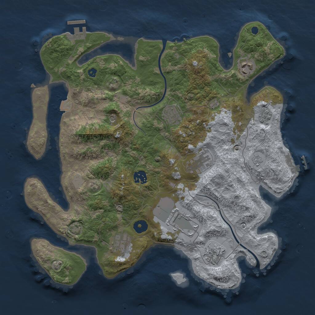 Rust Map: Procedural Map, Size: 3500, Seed: 1091230825, 14 Monuments