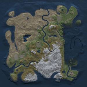 Thumbnail Rust Map: Procedural Map, Size: 4050, Seed: 233858194, 16 Monuments
