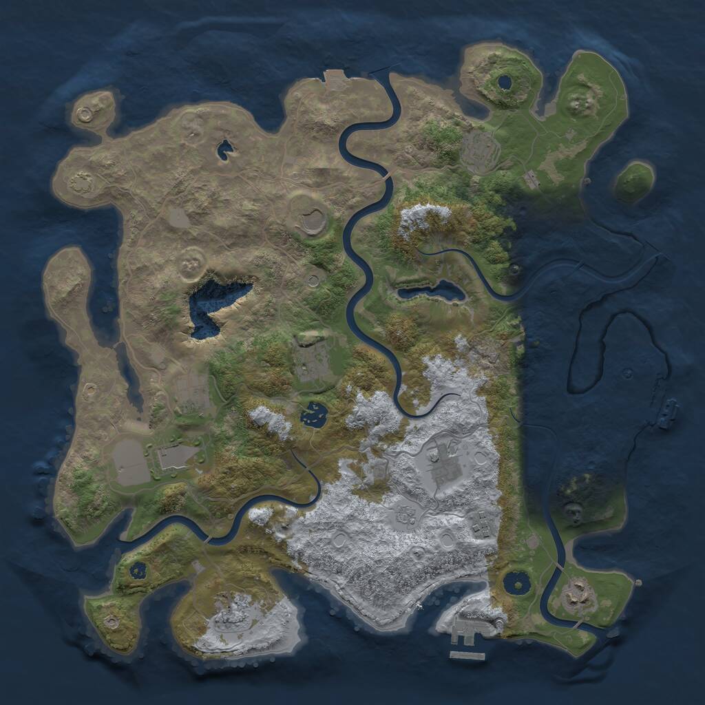 Rust Map: Procedural Map, Size: 4050, Seed: 233858194, 16 Monuments