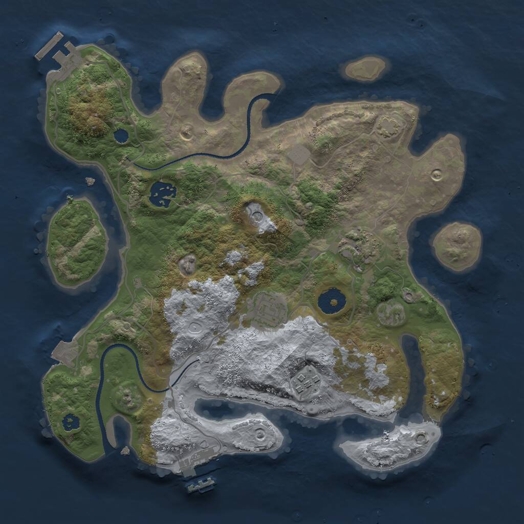 Rust Map: Procedural Map, Size: 3000, Seed: 5320867, 9 Monuments