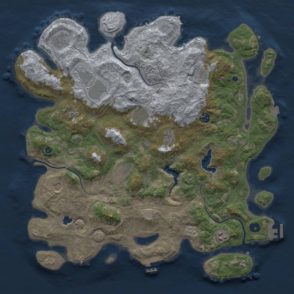 Rust Map: Procedural Map, Size: 4250, Seed: 1254873764, 17 Monuments