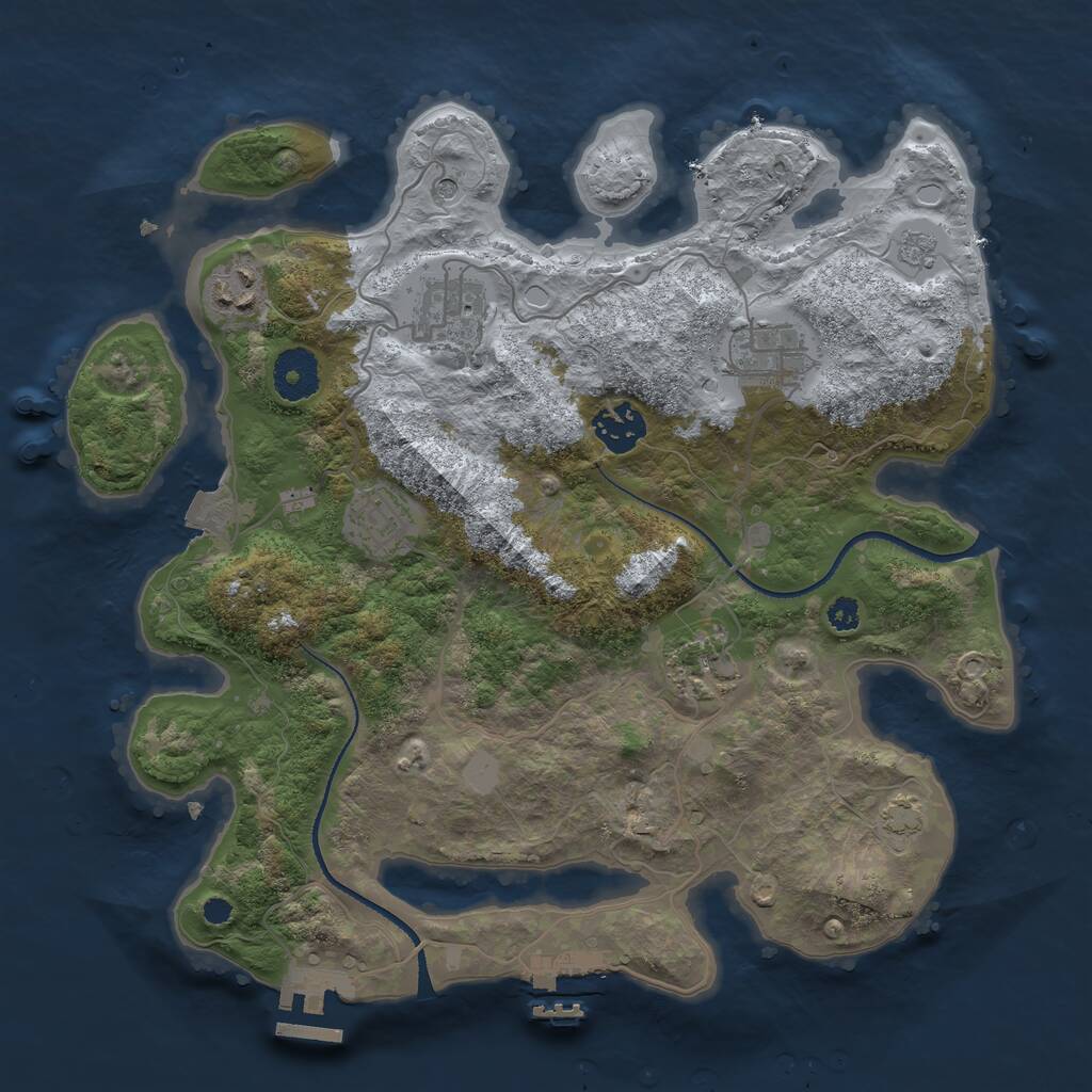 Rust Map: Procedural Map, Size: 3300, Seed: 687419243, 12 Monuments