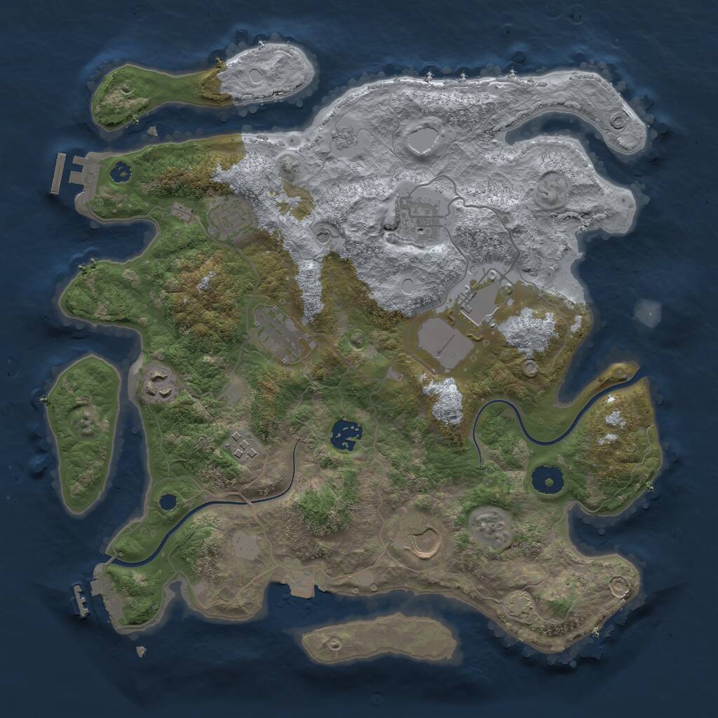 Rust Map: Procedural Map, Size: 3500, Seed: 47000, 14 Monuments