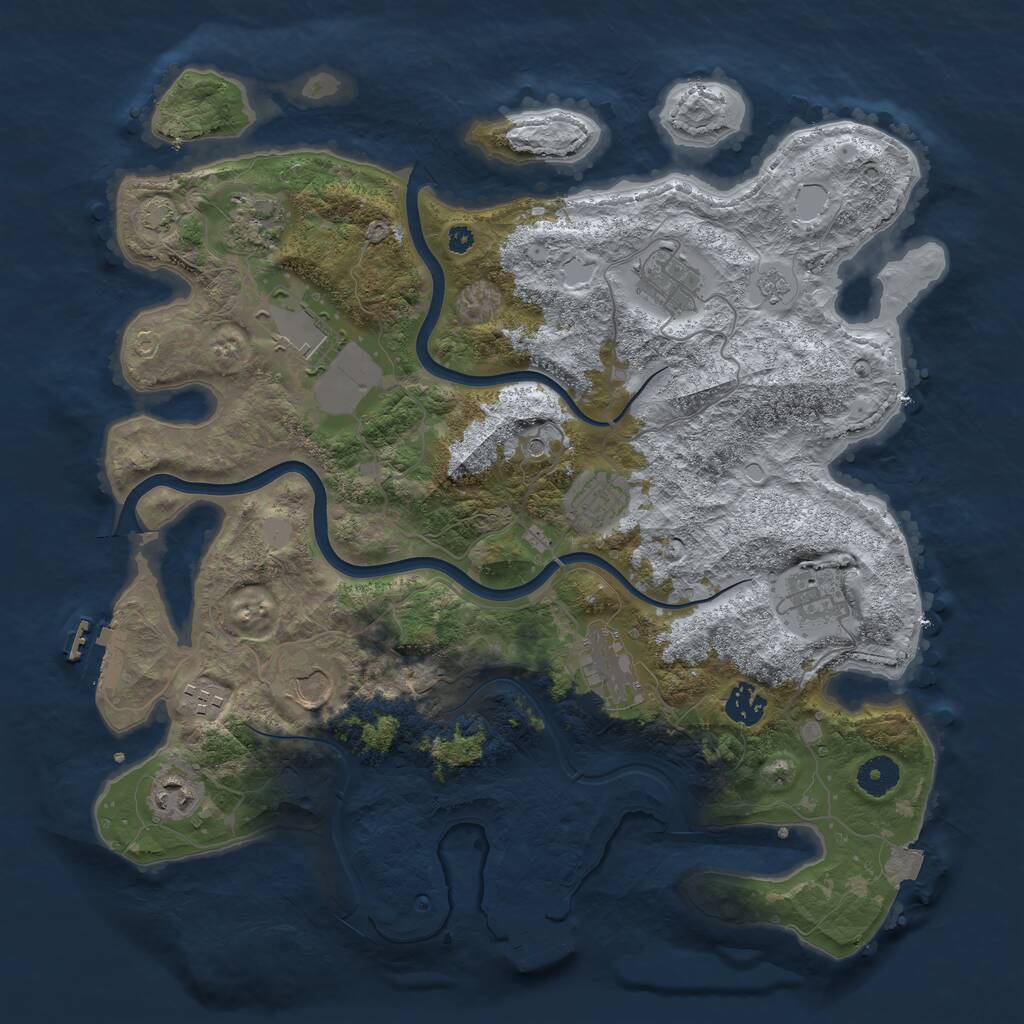 Rust Map: Procedural Map, Size: 3848, Seed: 1838812527, 16 Monuments