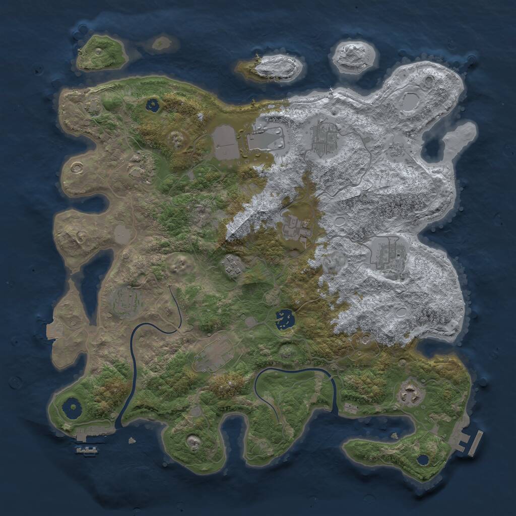 Rust Map: Procedural Map, Size: 3848, Seed: 1838812527, 16 Monuments