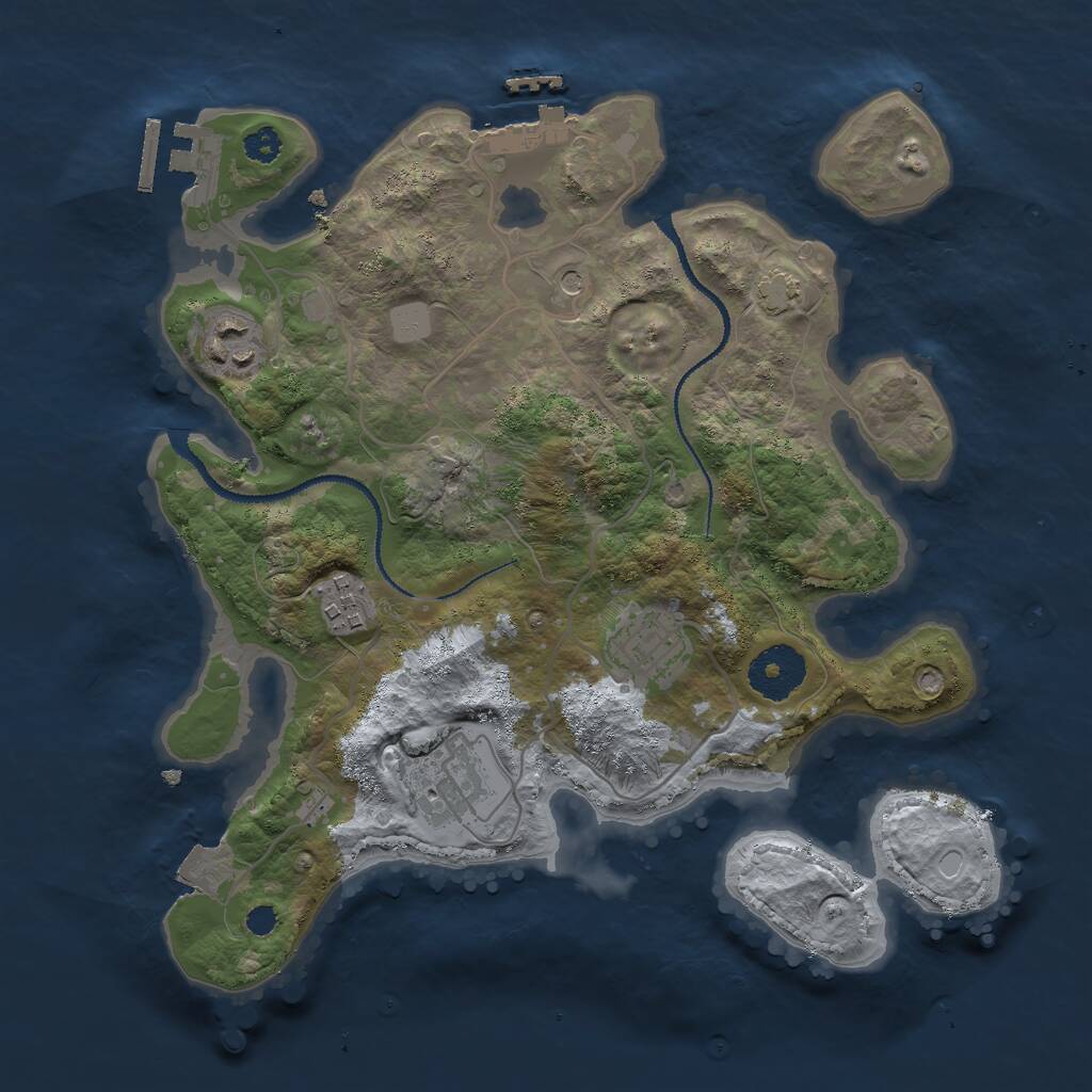 Rust Map: Procedural Map, Size: 3000, Seed: 1036452682, 9 Monuments