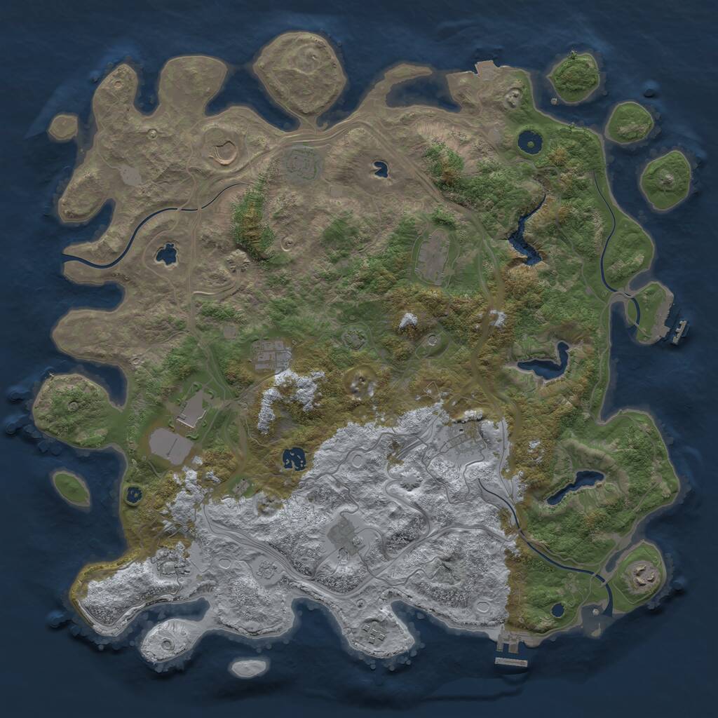Rust Map: Procedural Map, Size: 4500, Seed: 1357965, 17 Monuments