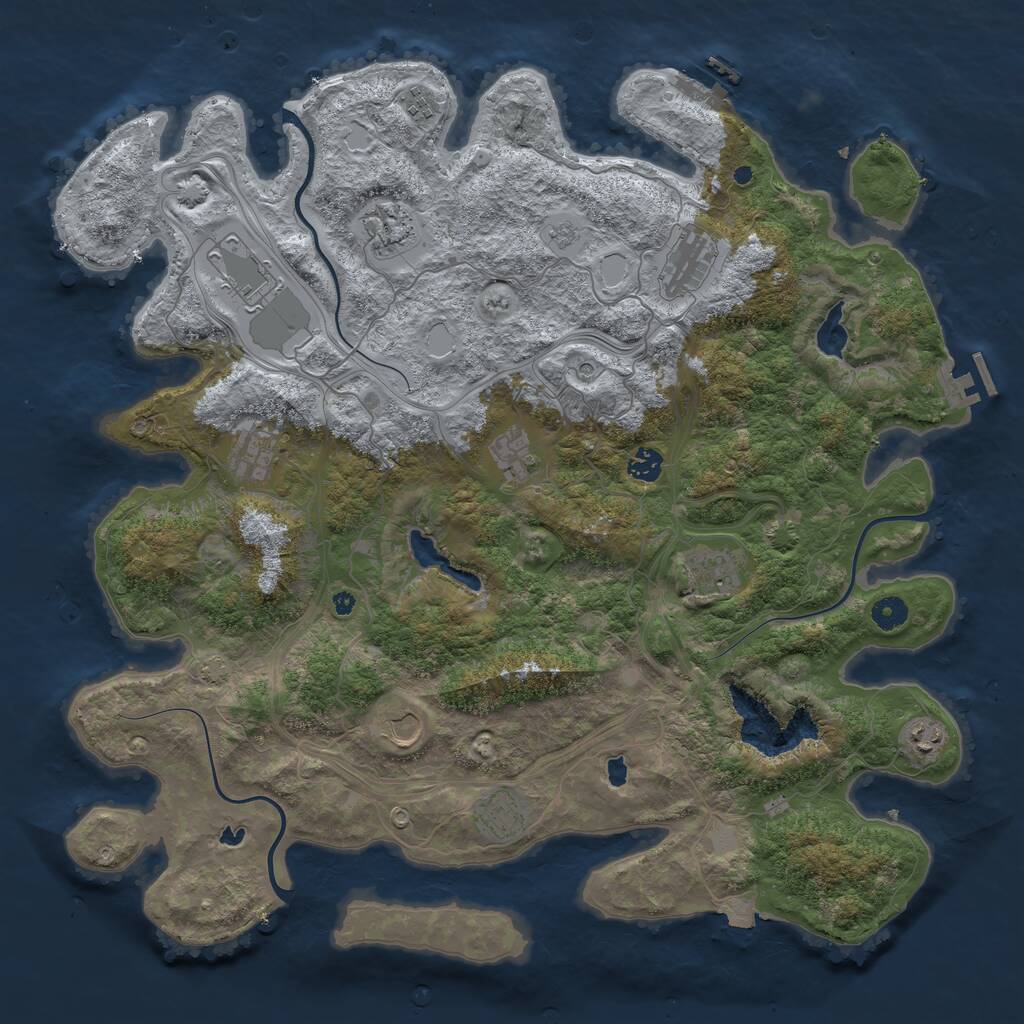 Rust Map: Procedural Map, Size: 4500, Seed: 1380845128, 17 Monuments