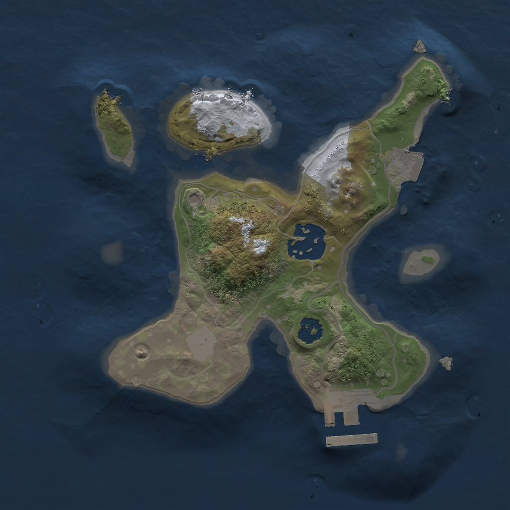 Rust Map: Procedural Map, Size: 1999, Seed: 2071396104, 3 Monuments