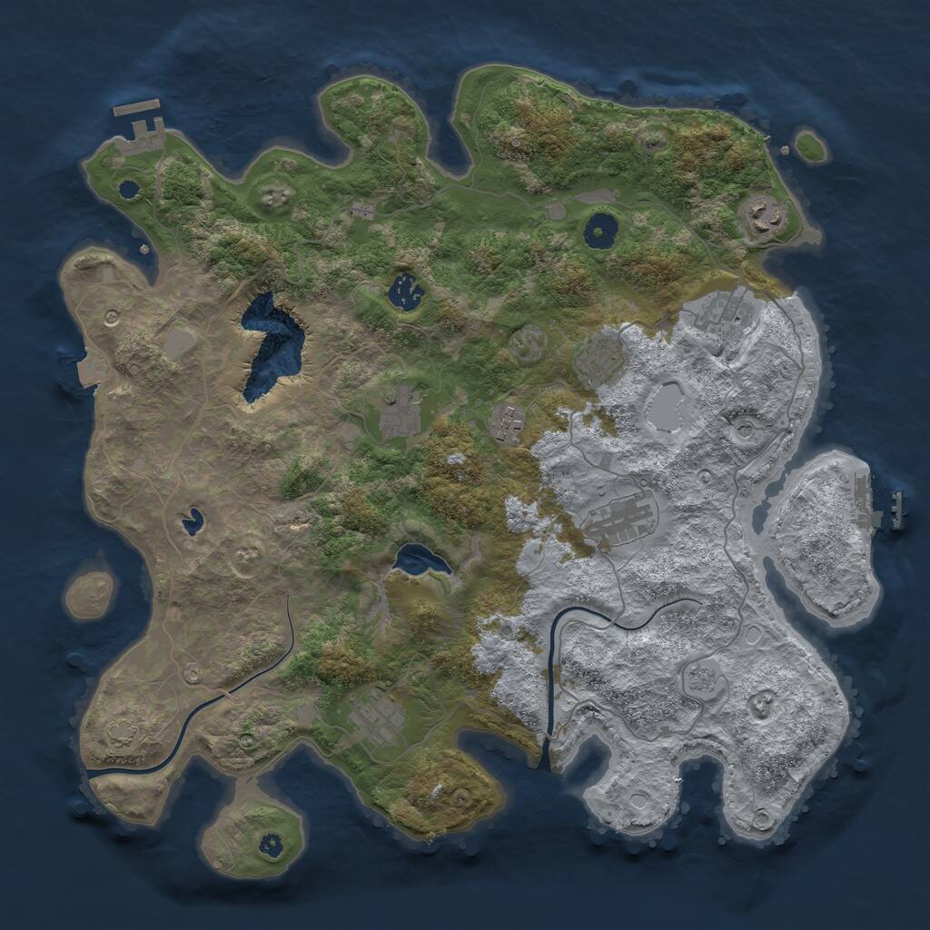 Rust Map: Procedural Map, Size: 4000, Seed: 123233009, 14 Monuments