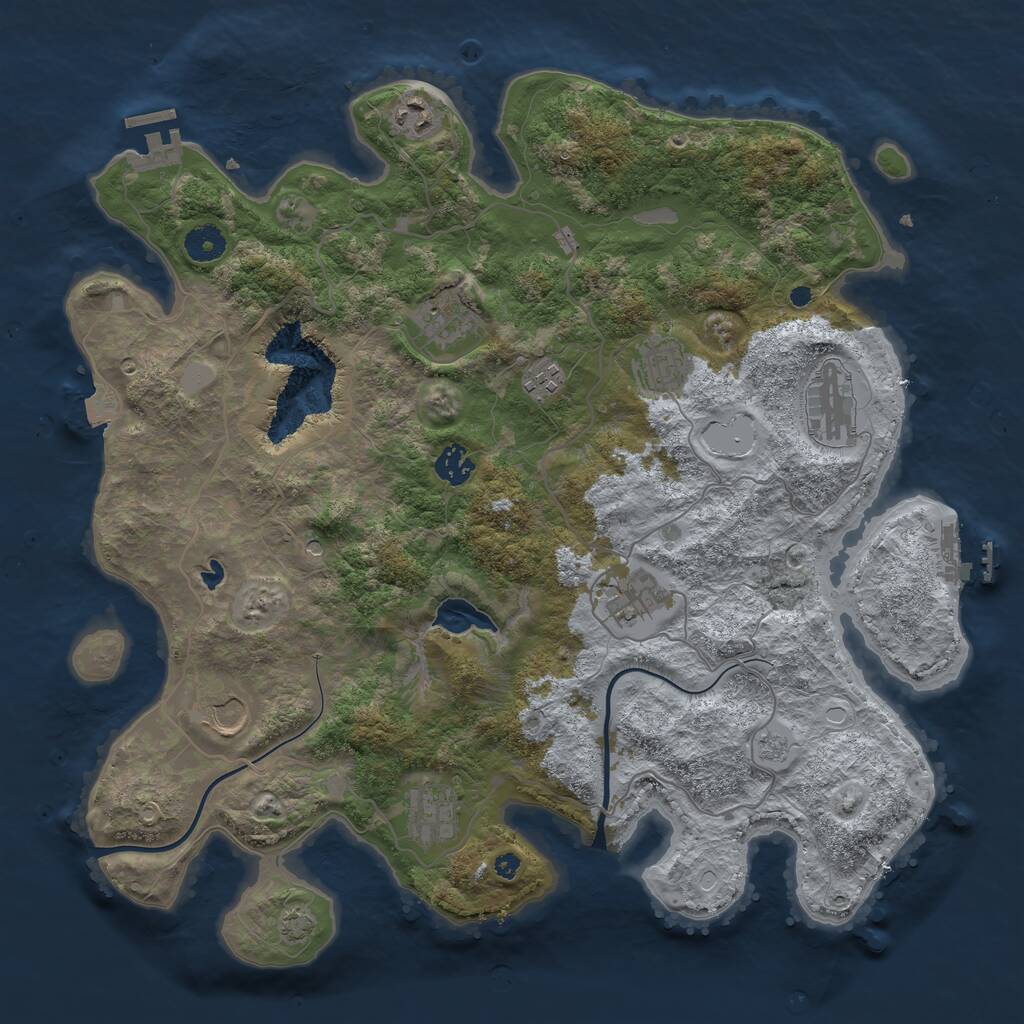 Rust Map: Procedural Map, Size: 4000, Seed: 123233009, 15 Monuments