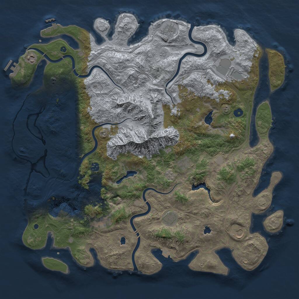 Rust Map: Procedural Map, Size: 5000, Seed: 69671, 16 Monuments
