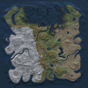 Thumbnail Rust Map: Procedural Map, Size: 4500, Seed: 504303252, 17 Monuments