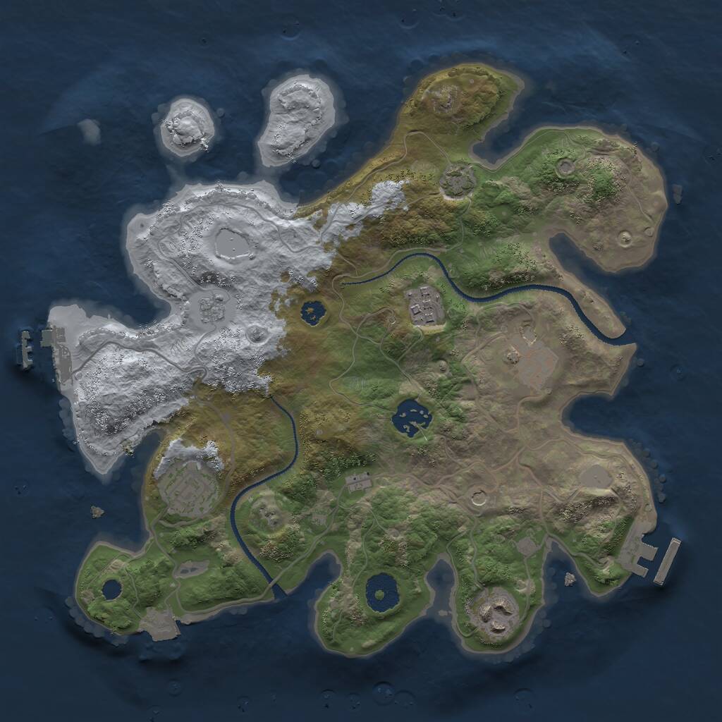 Rust Map: Procedural Map, Size: 3000, Seed: 1032, 11 Monuments