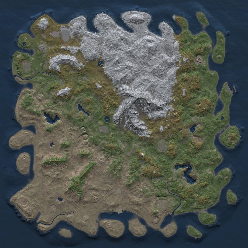 Rust Map: Procedural Map, Size: 6000, Seed: 3480724, 16 Monuments