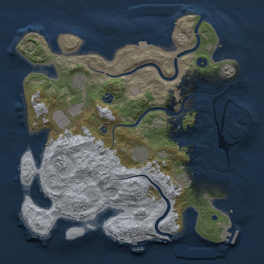 Rust Map: Procedural Map, Size: 3750, Seed: 639841329, 14 Monuments
