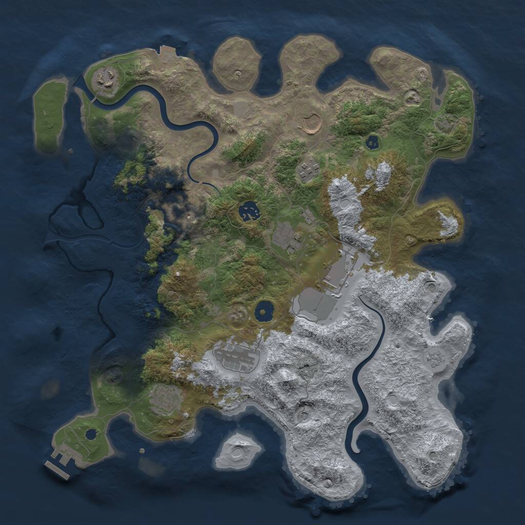 Rust Map: Procedural Map, Size: 3850, Seed: 16, 14 Monuments