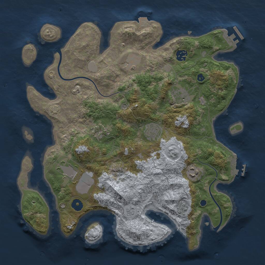 Rust Map: Procedural Map, Size: 3500, Seed: 944984224, 14 Monuments