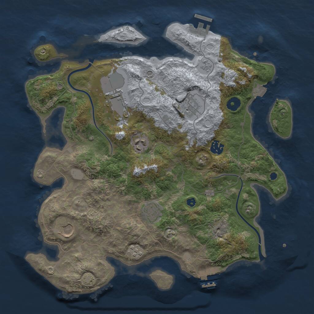 Rust Map: Procedural Map, Size: 3500, Seed: 1021592739, 13 Monuments