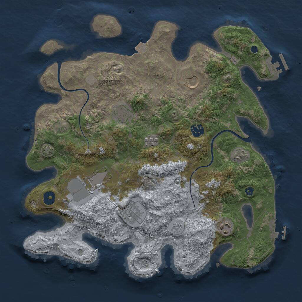 Rust Map: Procedural Map, Size: 3500, Seed: 518481, 13 Monuments