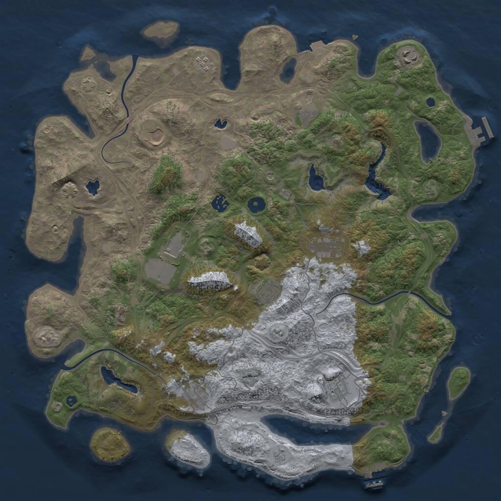 Rust Map: Procedural Map, Size: 4500, Seed: 1409140259, 17 Monuments