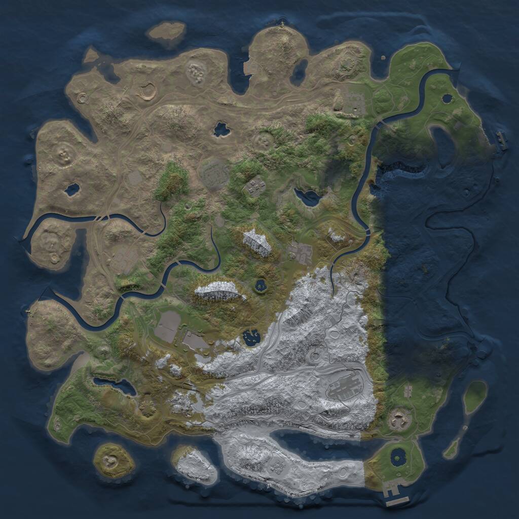 Rust Map: Procedural Map, Size: 4500, Seed: 1409140259, 17 Monuments