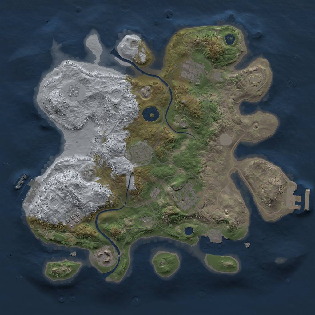 Rust Map: Procedural Map, Size: 3000, Seed: 4420, 11 Monuments