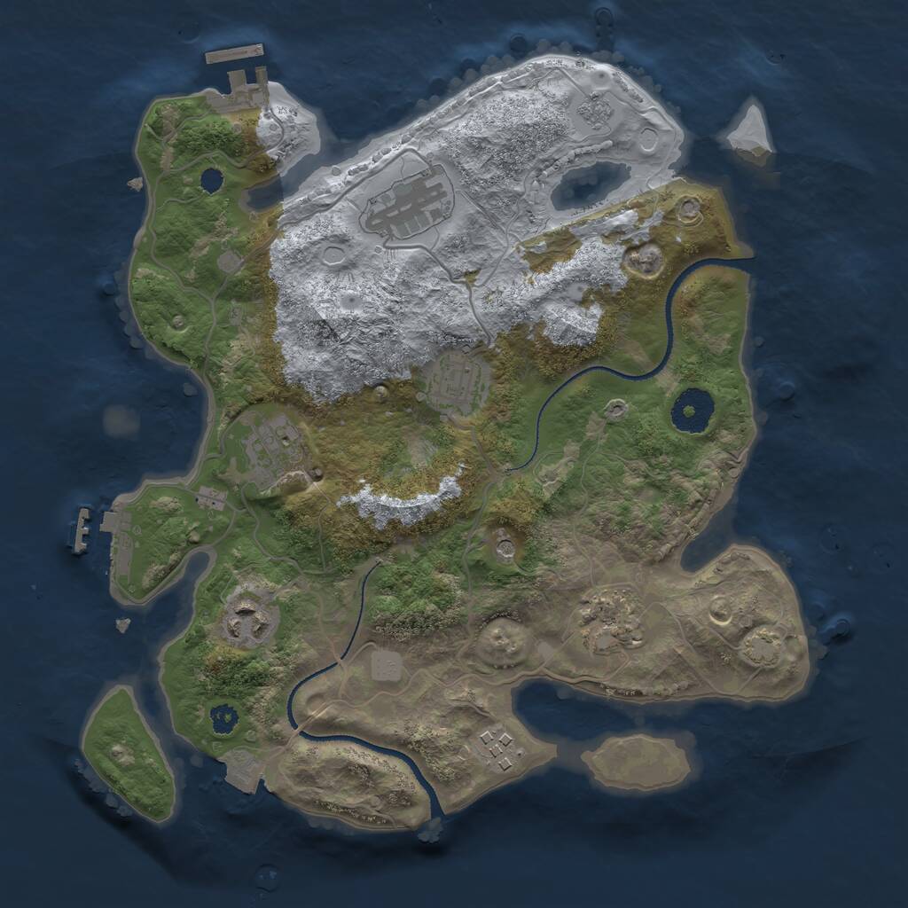 Rust Map: Procedural Map, Size: 3150, Seed: 5, 12 Monuments