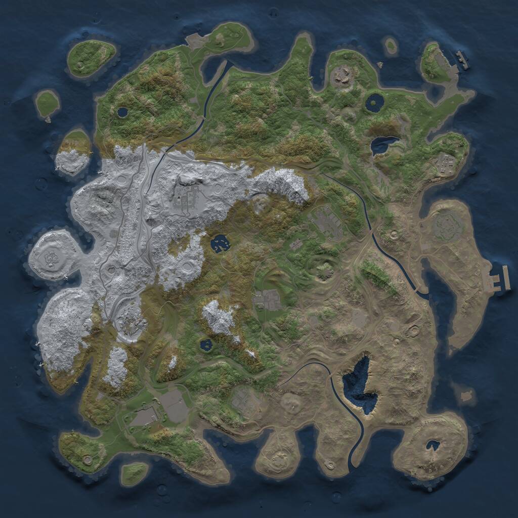 Rust Map: Procedural Map, Size: 4250, Seed: 608120483, 16 Monuments