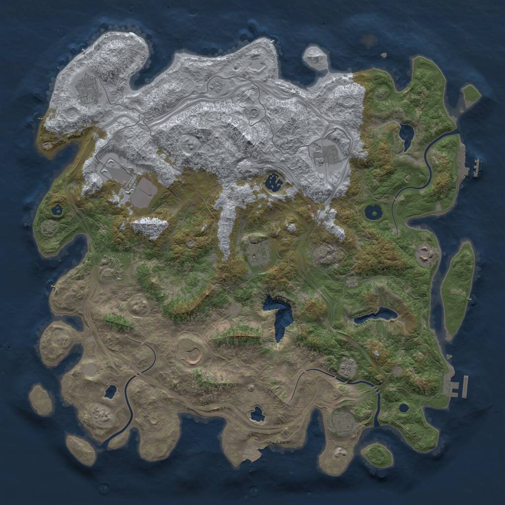 Rust Map: Procedural Map, Size: 4500, Seed: 391424762, 16 Monuments