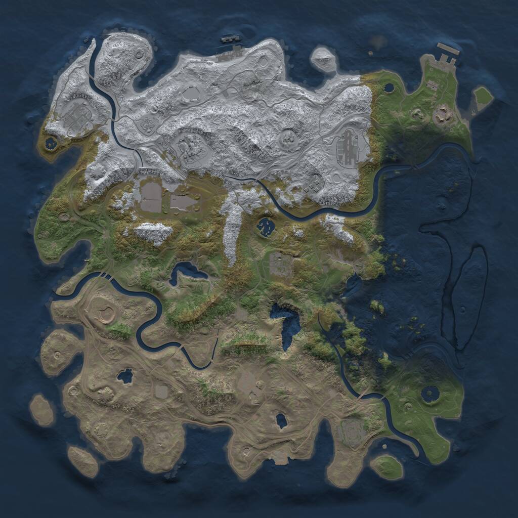 Rust Map: Procedural Map, Size: 4500, Seed: 391424762, 17 Monuments