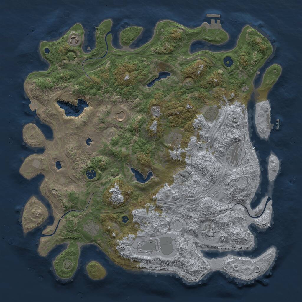 Rust Map: Procedural Map, Size: 4500, Seed: 1038495768, 16 Monuments