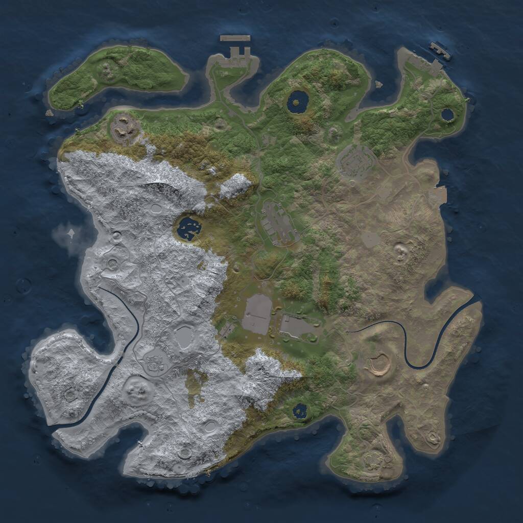 Rust Map: Procedural Map, Size: 3500, Seed: 404484385, 12 Monuments