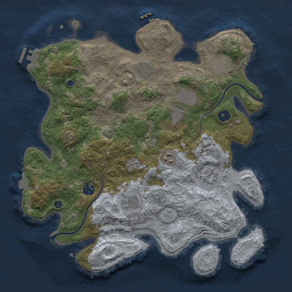 Rust Map: Procedural Map, Size: 3750, Seed: 1184967034, 14 Monuments