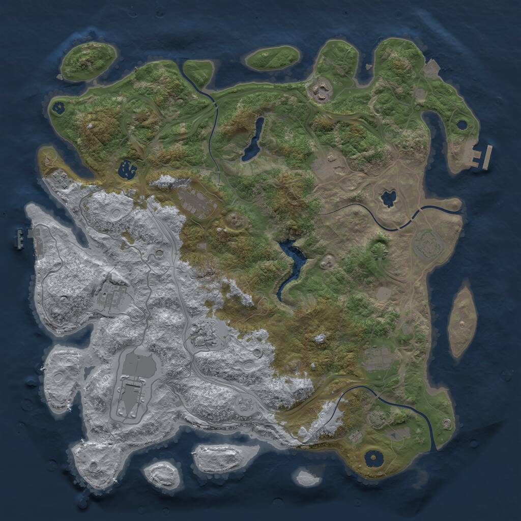 Rust Map: Procedural Map, Size: 4250, Seed: 1143568535, 16 Monuments