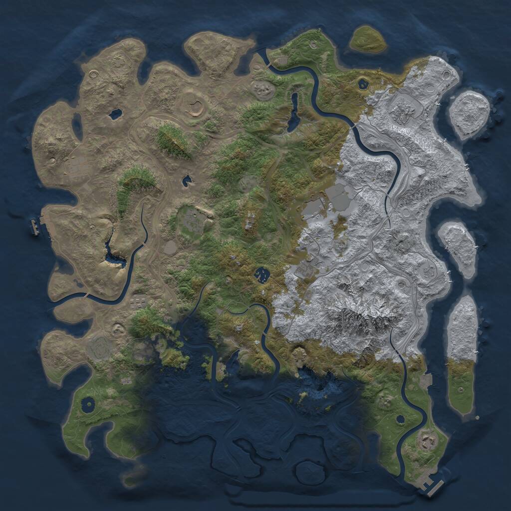 Rust Map: Procedural Map, Size: 5000, Seed: 234223, 17 Monuments