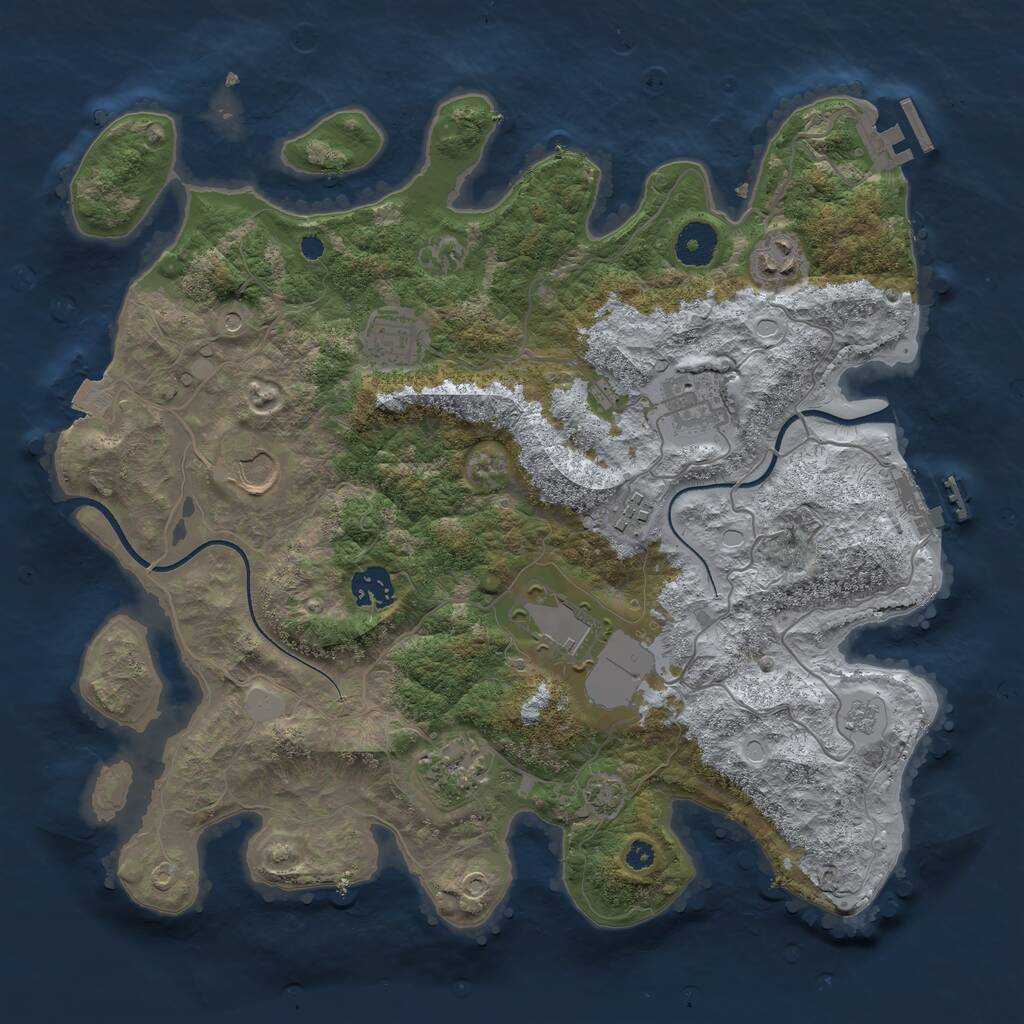 Rust Map: Procedural Map, Size: 3600, Seed: 441287897, 14 Monuments