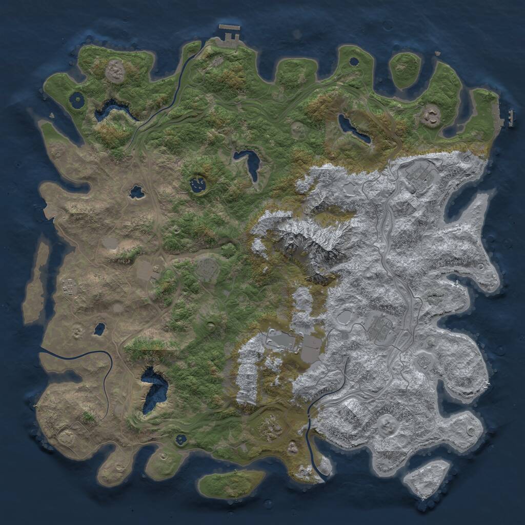 Rust Map: Procedural Map, Size: 5000, Seed: 500210, 15 Monuments