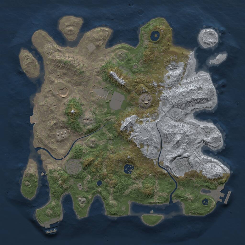 Rust Map: Procedural Map, Size: 3700, Seed: 1480882643, 14 Monuments