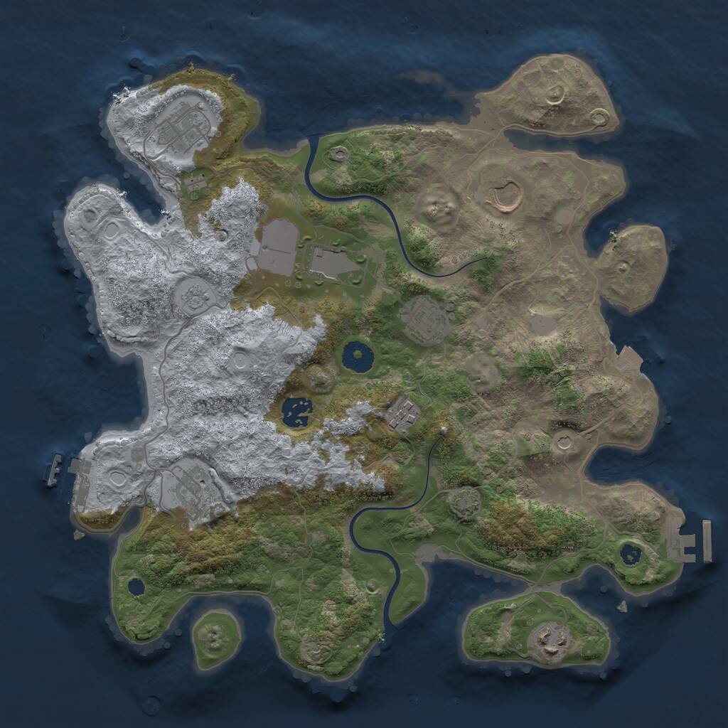 Rust Map: Procedural Map, Size: 3500, Seed: 579764611, 14 Monuments