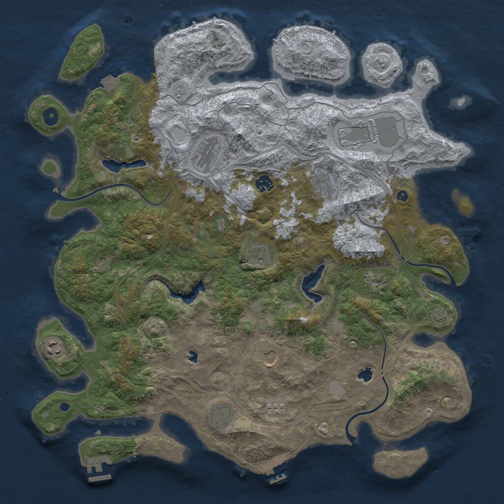 Rust Map: Procedural Map, Size: 4500, Seed: 13577, 16 Monuments