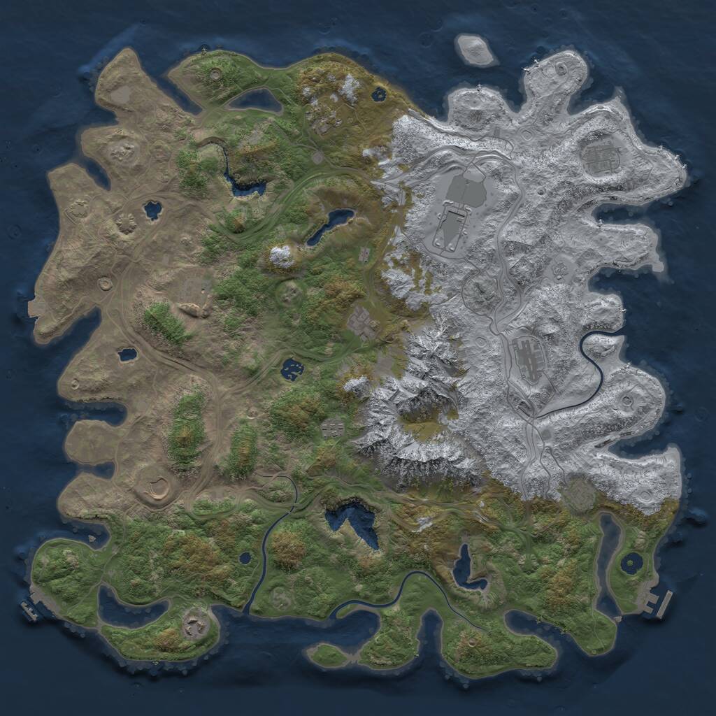 Rust Map: Procedural Map, Size: 5000, Seed: 1376176252, 17 Monuments