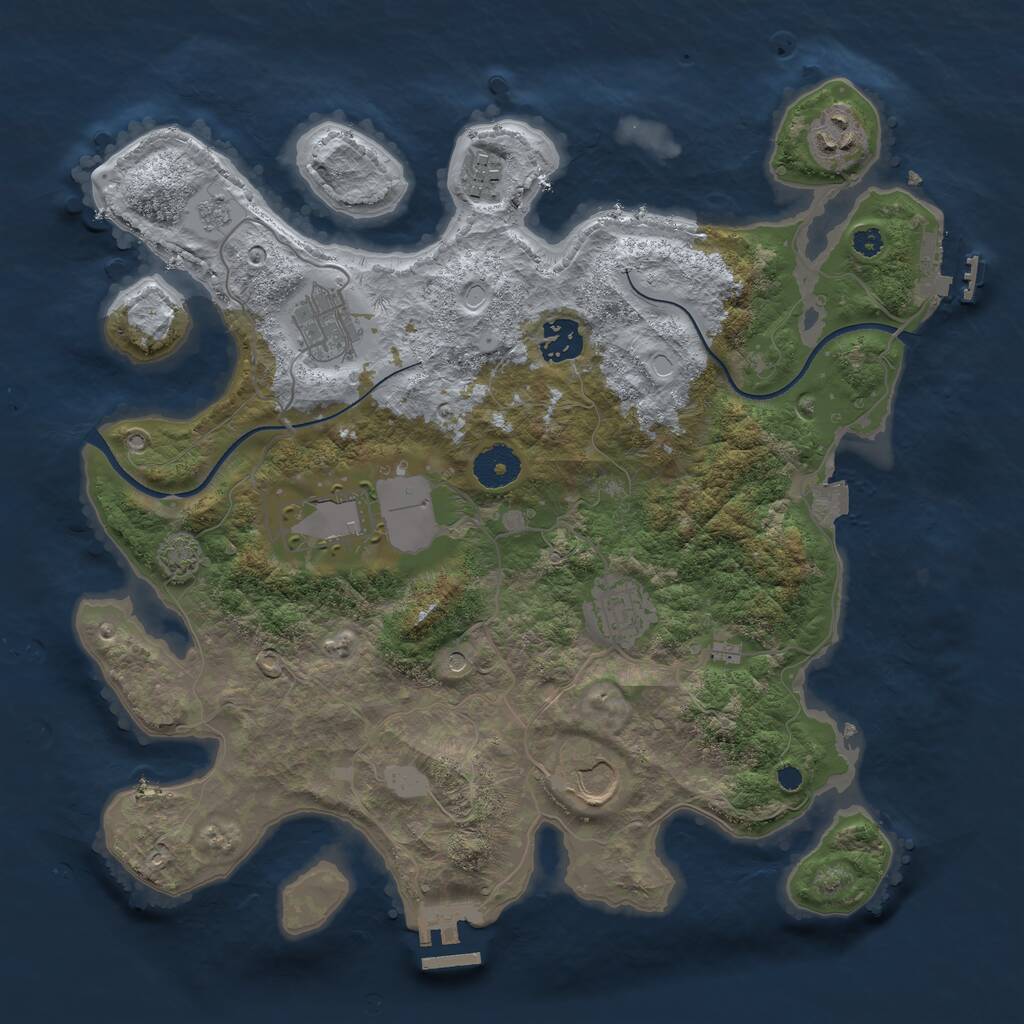 Rust Map: Procedural Map, Size: 3500, Seed: 392421105, 13 Monuments