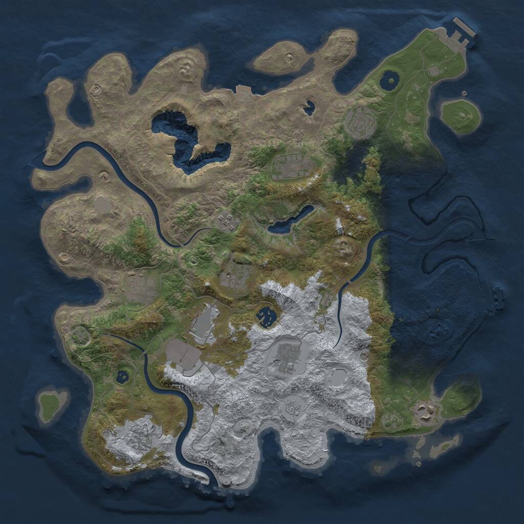 Rust Map: Procedural Map, Size: 4000, Seed: 1906458391, 16 Monuments