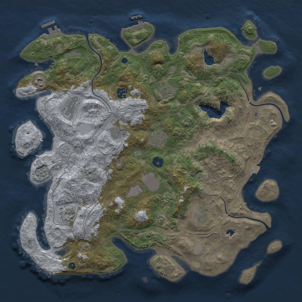 Rust Map: Procedural Map, Size: 4250, Seed: 475183435, 16 Monuments