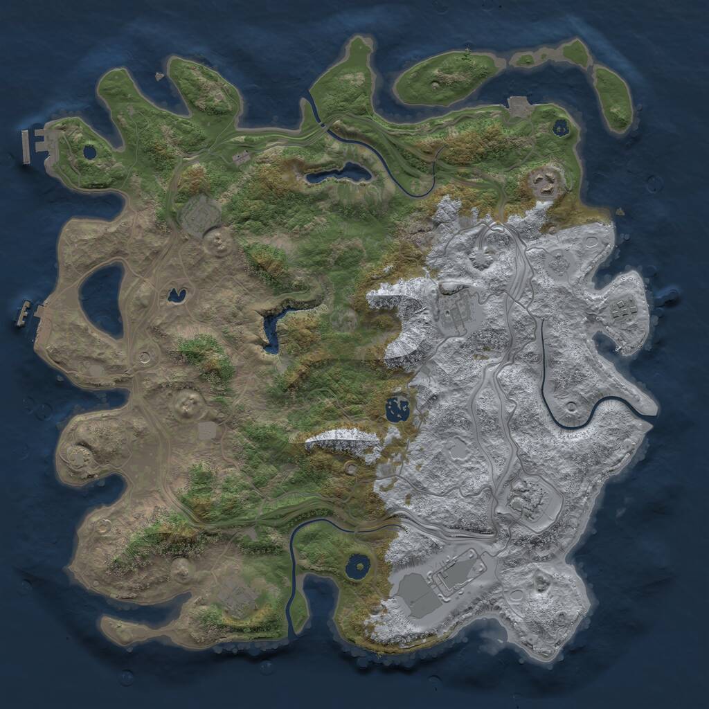 Rust Map: Procedural Map, Size: 4250, Seed: 28475749, 14 Monuments