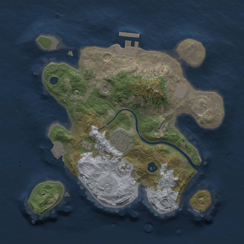 Rust Map: Procedural Map, Size: 2400, Seed: 398675306, 5 Monuments