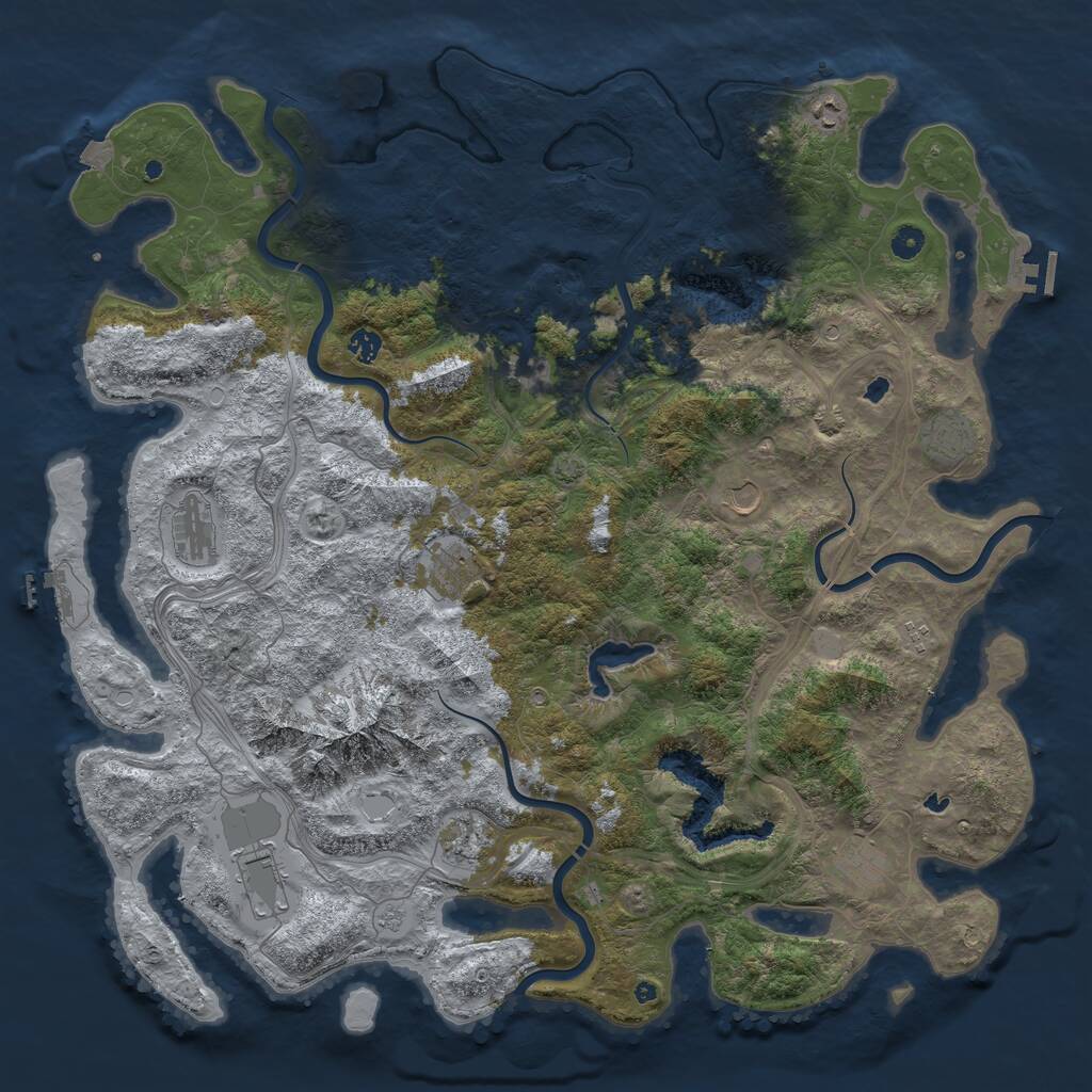 Rust Map: Procedural Map, Size: 5000, Seed: 1077152473, 17 Monuments