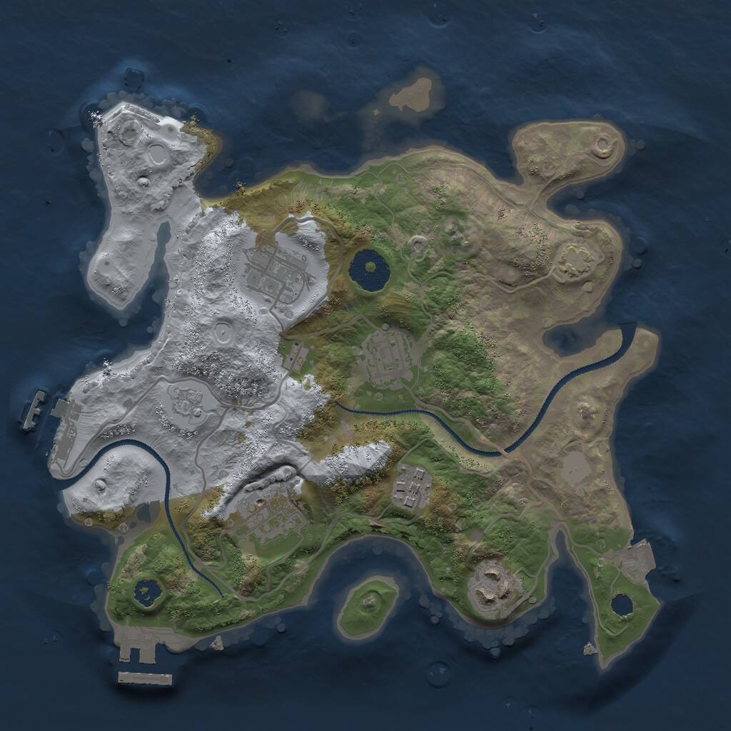 Rust Map: Procedural Map, Size: 2750, Seed: 1107722985, 10 Monuments