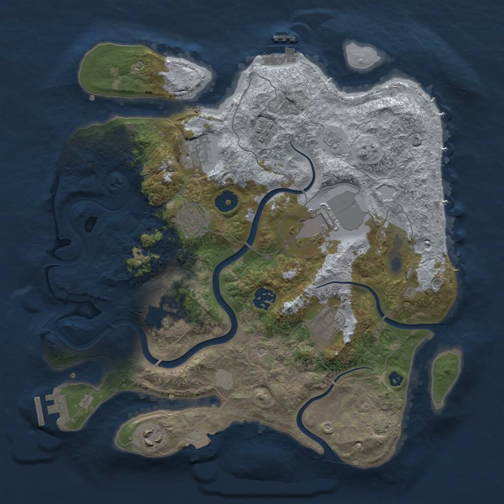 Rust Map: Procedural Map, Size: 3500, Seed: 902733890, 14 Monuments